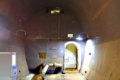 View from inside showing bulkhead and  entry cut into oil tank